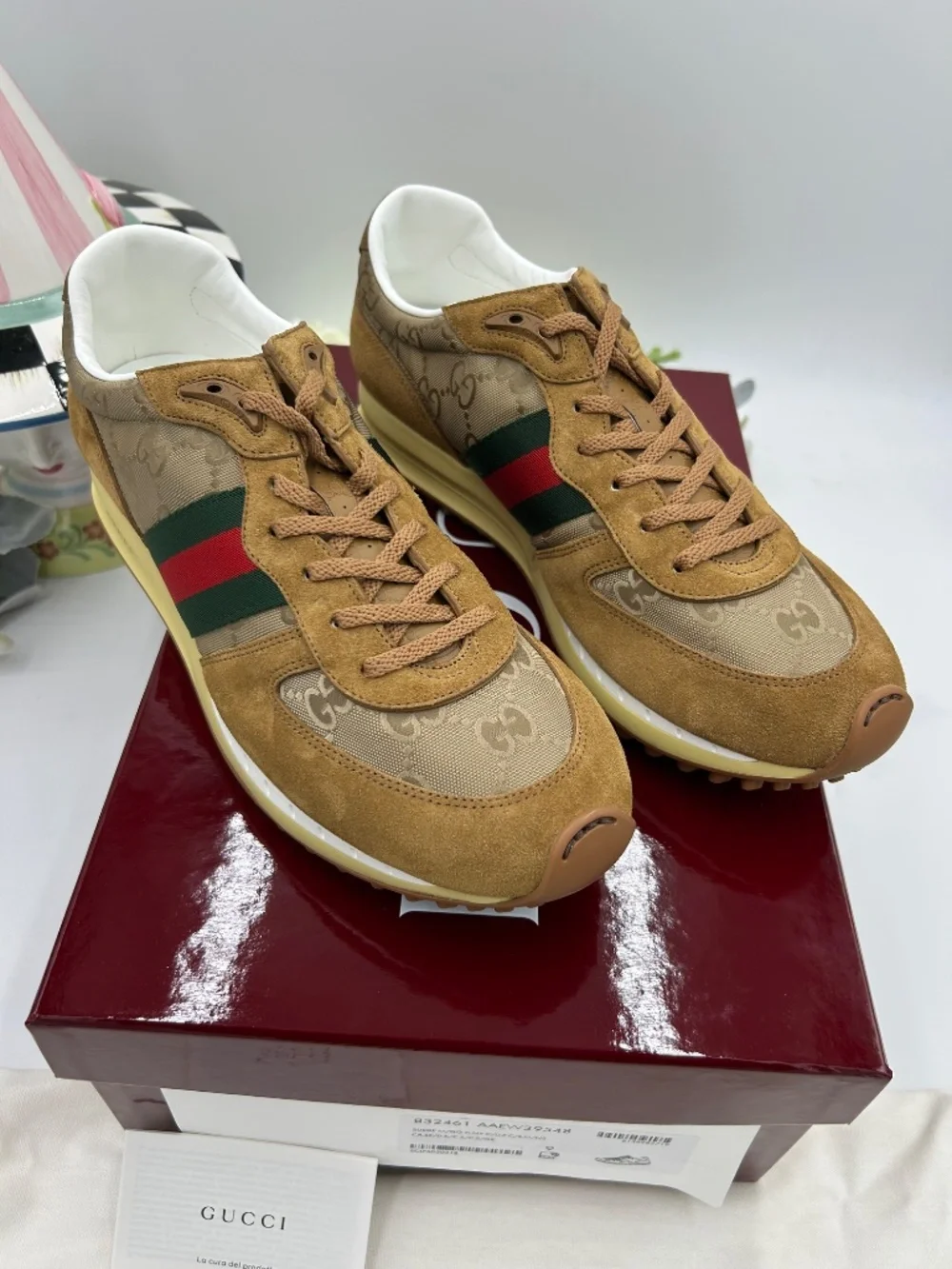 Men’s Gucci Re-Motion GG Canvas & Suede Sneakers.  Size 9.  Made in Italy